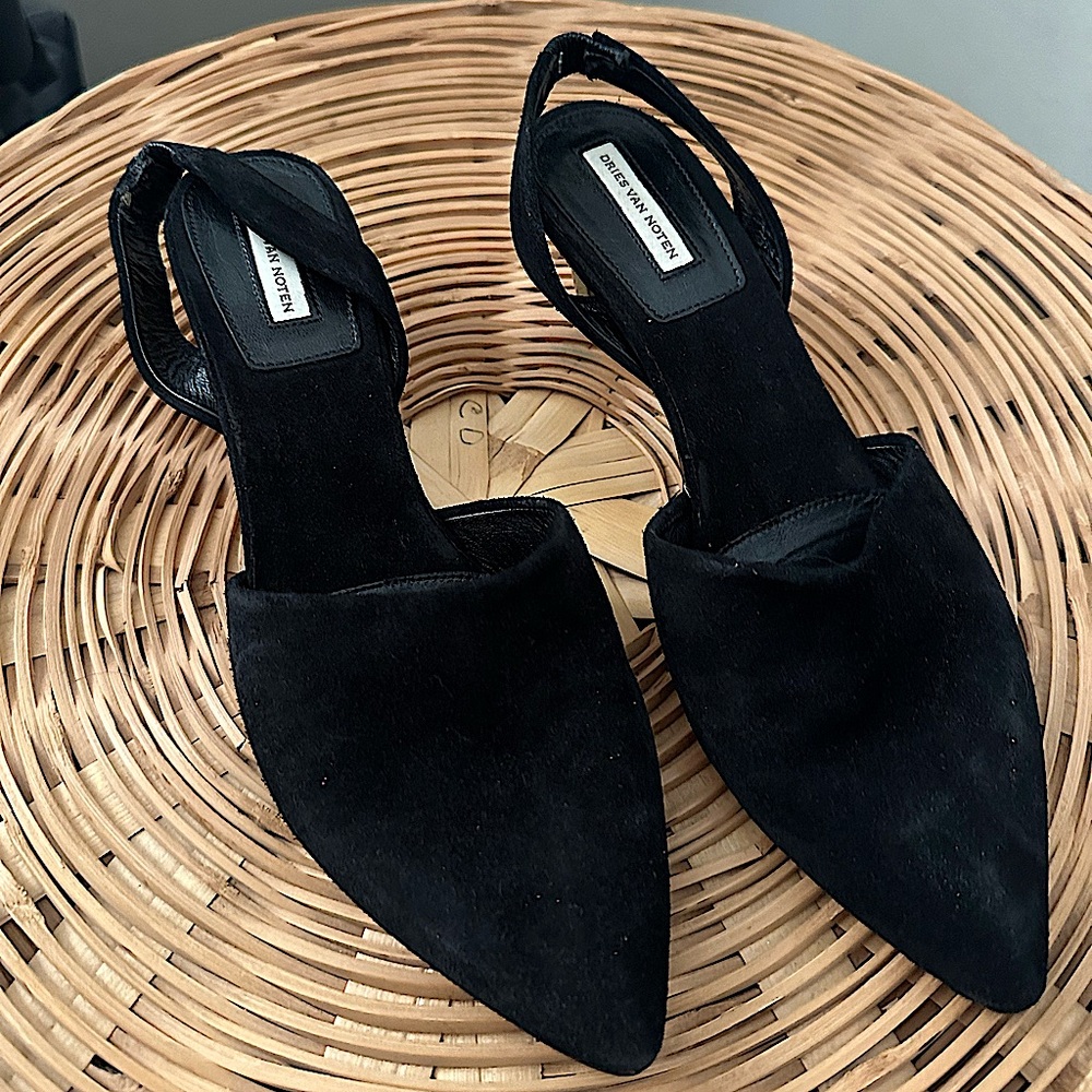 Dries Van Noten Black Suede Heel - size 37.5
